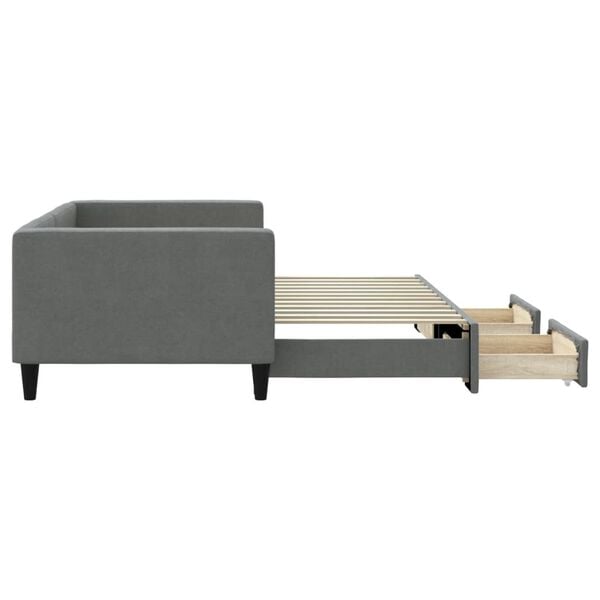 vidaXL Dagb&auml;dd utdragbar med l&aring;dor m&ouml;rkgr&aring; 90x200 cm tyg