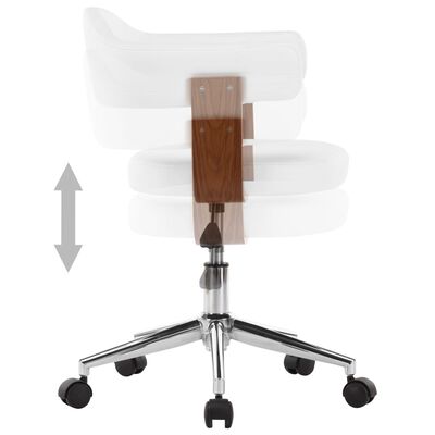 vidaXL Snurrbar kontorsstol böjträ och konstläder vit