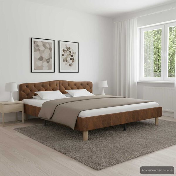 vidaXL Sängram utan madrass brun konstmocka 180x200 cm