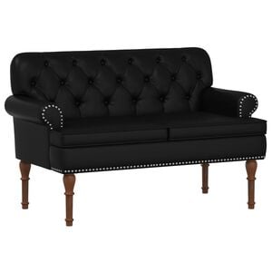 vidaXL Loveseat med knapprapport Svart 120 x 65 x 77 cm Konstl&auml;der