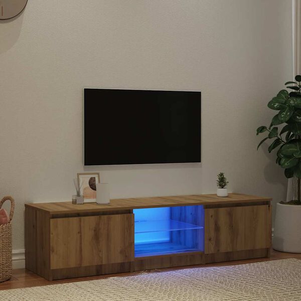 vidaXL TV-b&auml;nk med LED-lampor artisan ek 140x40x36cm konstruerat tr&auml;