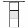 vidaXL Skjutd&ouml;rr med beslag svart 76x205 cm h&auml;rdat glas