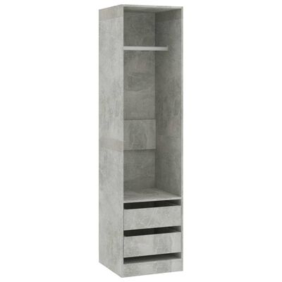 vidaXL Garderob med lådor betonggrå 50x50x200 cm konstruerat trä