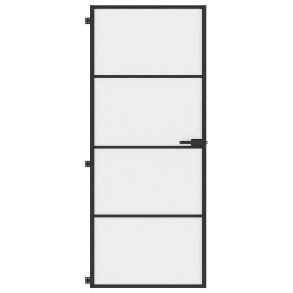 vidaXL Innerd&ouml;rr svart 83x201,5 cm h&auml;rdat glas och aluminium slim