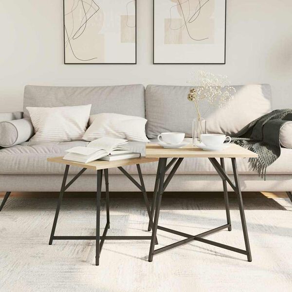 vidaXL Sidobordsset 2 pcs Sonoma Ek och Svart