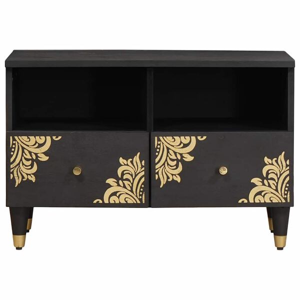 vidaXL TV-skåp med låda Svart 70 x 33 x 46 cm Massivt mangoträ