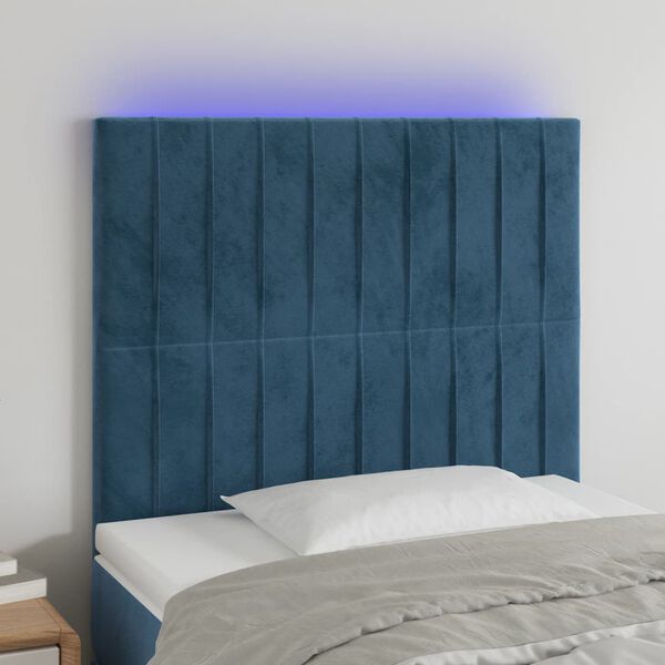 vidaXL S&auml;nggavel LED m&ouml;rkbl&aring; 90x5x118/128 cm sammet