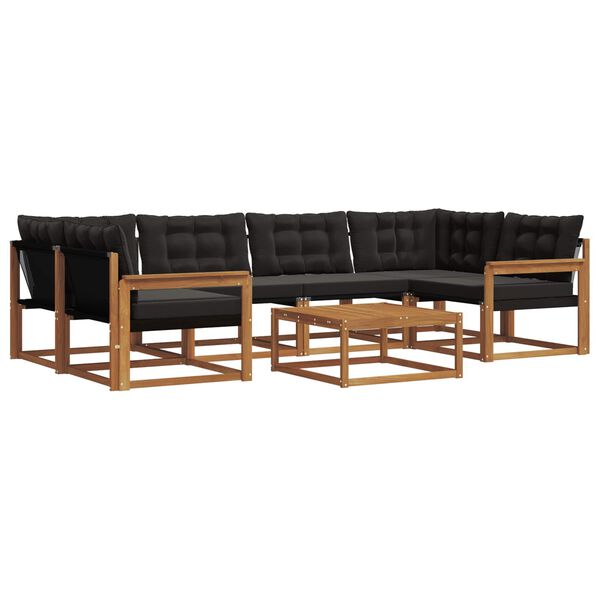 vidaXL Utomhussoffset med kudde 7 pcs Naturlig och svart
