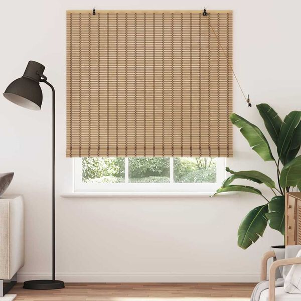 vidaXL Rullgardin med gardiner Natur 140 x 220 cm Bambu