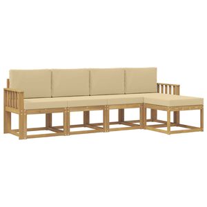 vidaXL Utomhussoffset med kudde 5 pcs Vit och Beige