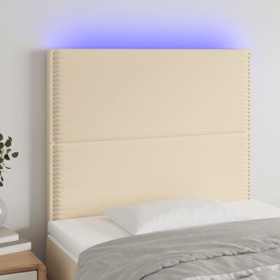 vidaXL Sänggavel LED gräddvit 100x5x118/128 cm tyg
