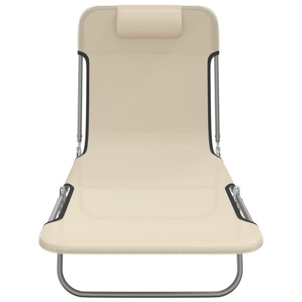 vidaXL Solstolar hopf&auml;llbara 2 st kr&auml;mvit textilene & st&aring;l