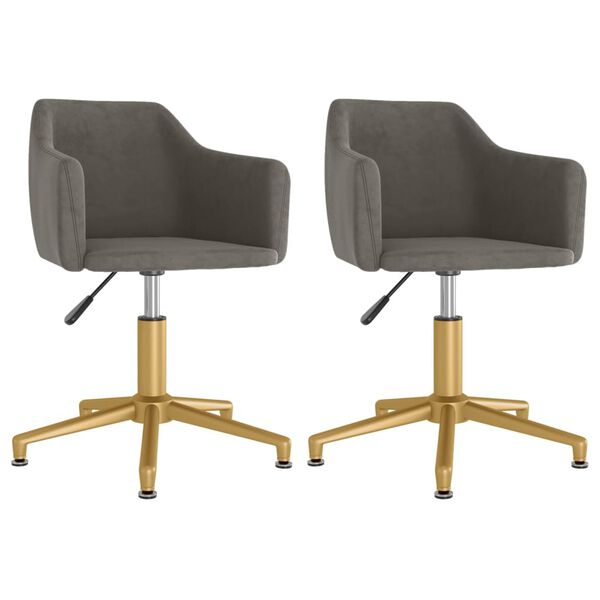 vidaXL Snurrbara matstolar 2 st m&ouml;rkgr&aring; sammet