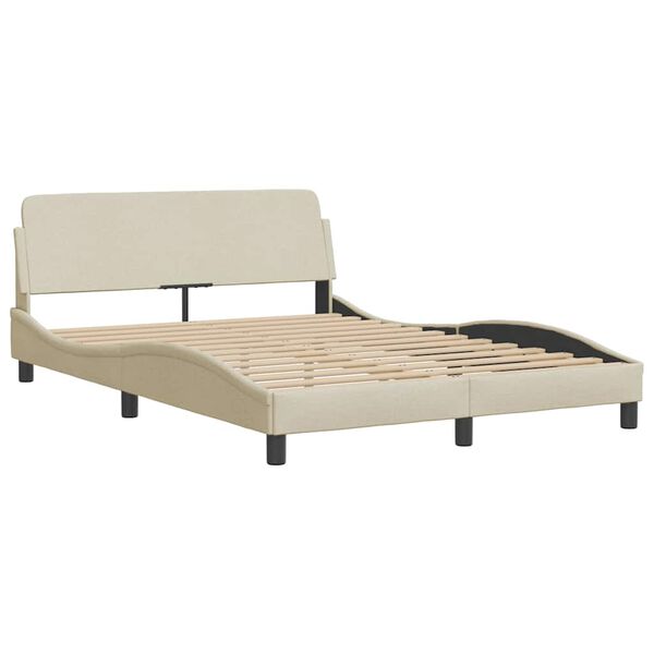 vidaXL Bed Frame "Dover" Cream 140x190 cm Fabric
