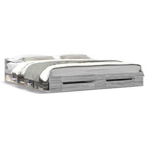 vidaXL S&auml;ngram med l&aring;dor gr&aring; sonoma 200x200 cm konstruerad tr&auml;