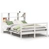 vidaXL S&auml;ng med bokhylla utan madrass vit 160x200cm massiv furu