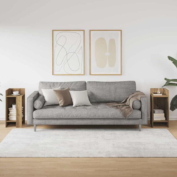 vidaXL Sidobord 2 st med hylla ek 25,5x27x60 cm