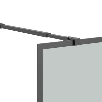 vidaXL Duschvägg med hylla svart 80x195 cm ESG-glas&aluminium