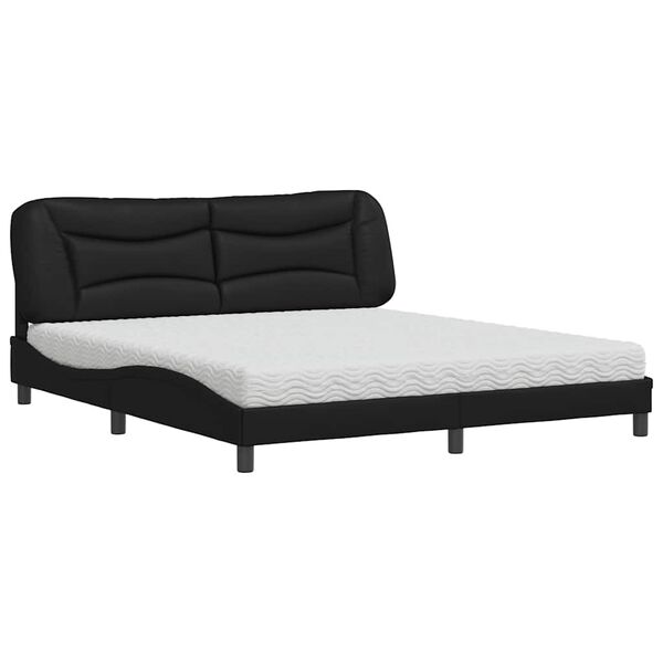 vidaXL Bed with Mattress "Hvar" Black 180x200 cm Faux Leather