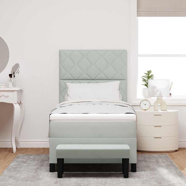 vidaXL B&auml;ddfj&auml;der med madrass Ljusgr&aring; 90 x 190 cm Sammet