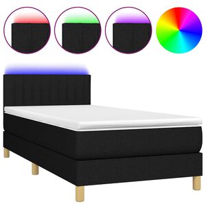 vidaXL Rams&auml;ng med madrass & LED svart 80x200 cm tyg