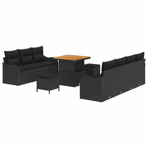vidaXL Tr&auml;dg&aring;rdsoffset 10 st 9-Antal sittplatser Svart