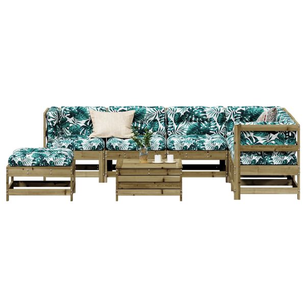 vidaXL Loungegrupp med dynor 8 delar impregnerad furu