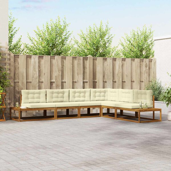 vidaXL Utomhussoffset 6 Stycke Naturlig och Gr&auml;dde