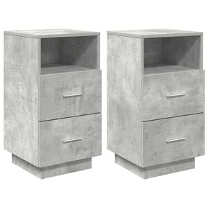 vidaXL S&auml;ngbord 2 st med 2 l&aring;dor betonggr&aring; 36x36x68 cm