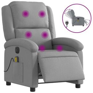 vidaXL Elektrisk massagef&aring;t&ouml;lj ljusgr&aring; tyg
