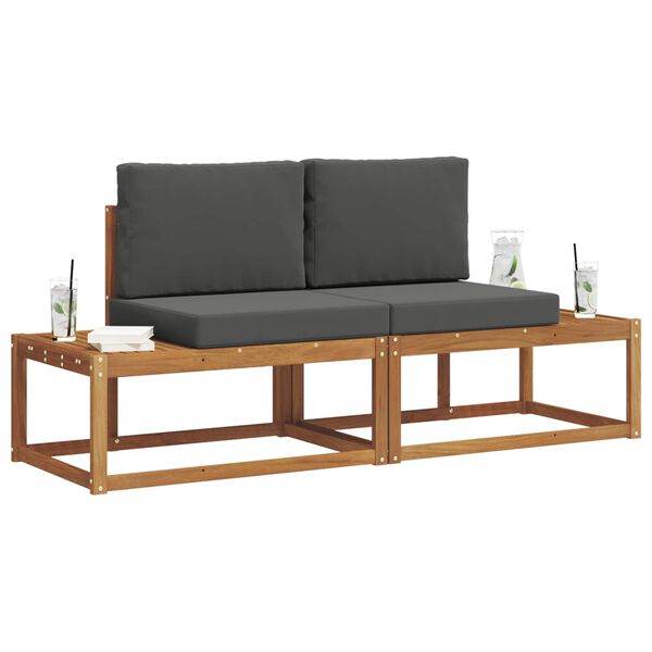 vidaXL Utomhussoffset 2 pcs Naturf&auml;rg Massivt akaciatr&auml; och polyester