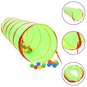 vidaXL Lektunnel med 250 bollar gr&ouml;n 175 cm polyester