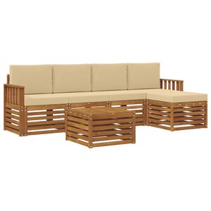 vidaXL Utomhussoffset med kudde 6 pcs Naturlig och Beige