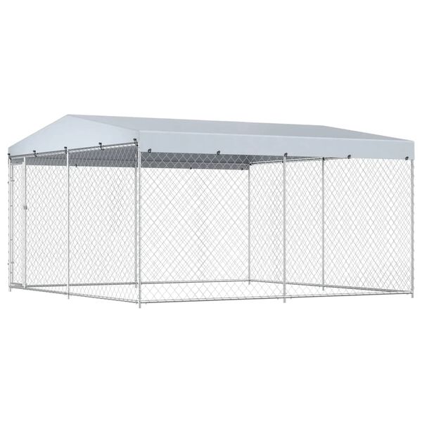 vidaXL Hundkennel med tak f&ouml;r utomhusbruk 382x382x225 cm