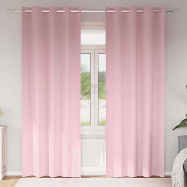 vidaXL Mörkläggningsgardiner med Ringar 2 pcs Babyrosa 260 x 140 cm