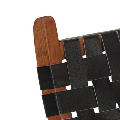 vidaXL Avkopplingsstol hopfällbar svart äkta läder
