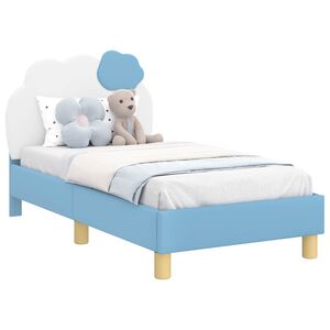 vidaXL S&auml;ngram f&ouml;r sm&aring;barn med huvudgavel Bl&aring; 70 x 140 cm PU