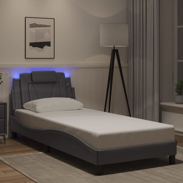 vidaXL Bed Frame "Viana" with LED without Mattress Grey 80x200 cm