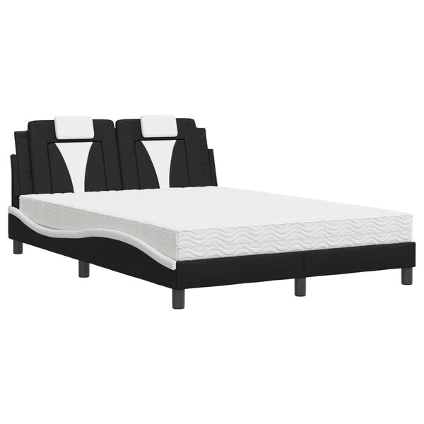 vidaXL Bed "Viana" with Mattress Black and White 120x200 cm Faux Leather