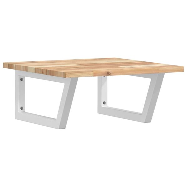 vidaXL V&auml;ggmonterad handfatshylla st&aring;l och massivt akaciatr&auml;