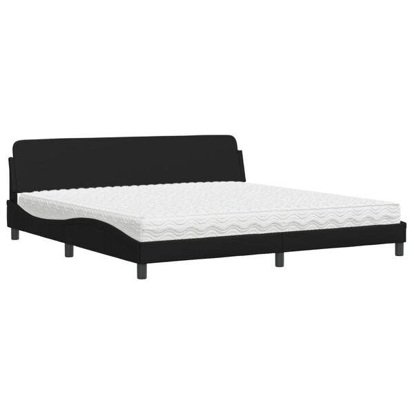 vidaXL Bed with Mattress "Dover" Black 200x200 cm Faux Leather