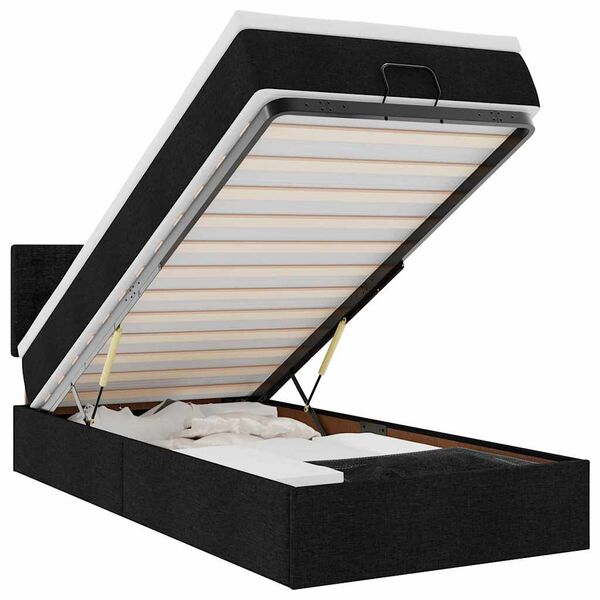 vidaXL Ottomansk säng med madrass och LED-lampor svart 80x200cm tyg