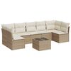 vidaXL Matgrupp f&ouml;r tr&auml;dg&aring;rden med dynor 8 delar beige konstrotting