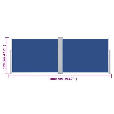 vidaXL Infällbar sidomarkis blå 120x1000 cm