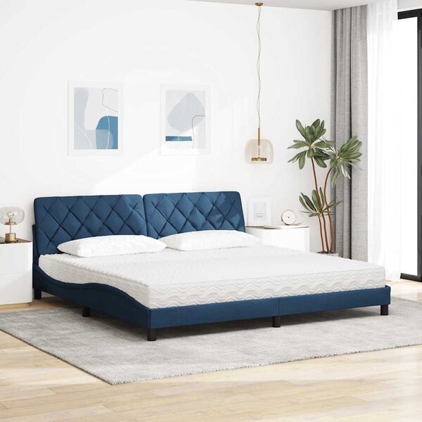 vidaXL Bed with Mattress Blue 200x200 cm Fabric