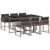 vidaXL Matgrupp f&ouml;r tr&auml;dg&aring;rden med dynor 7 delar gr&aring; konstrotting