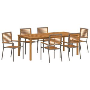 vidaXL Trädgårdsmöbelset 7 pcs Grå Poly rattan