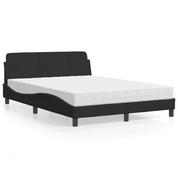 vidaXL Bed with Mattress "Dover" Black 140x190 cm Velvet