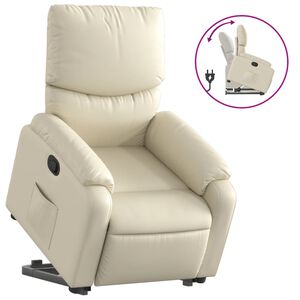 vidaXL Reclinerf&aring;t&ouml;lj med uppresningshj&auml;lp gr&auml;ddvit konstl&auml;der
