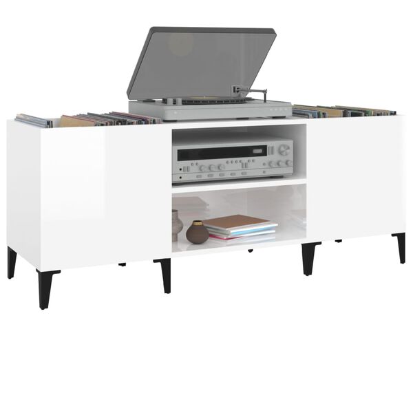 vidaXL Stereobänk vit 121x38x48 cm konstruerat trä